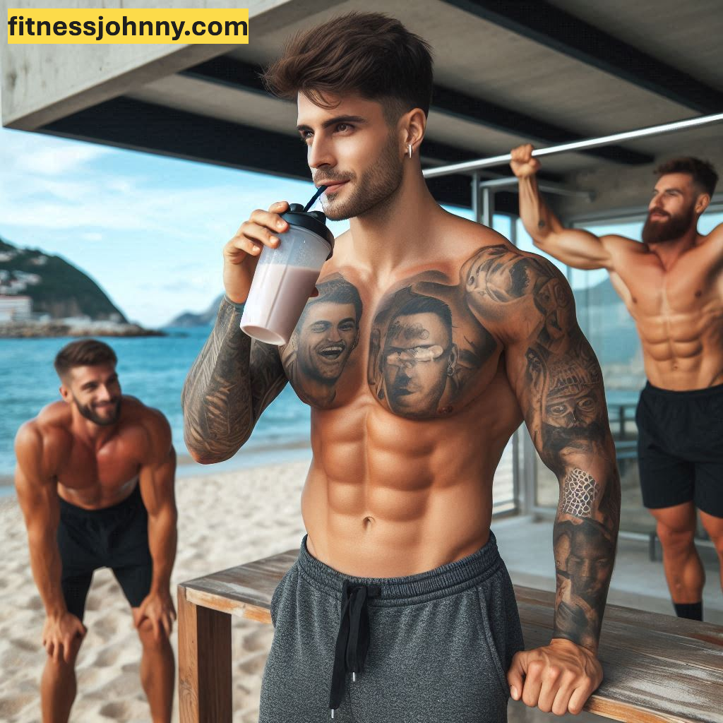 Deportista tomando su batido