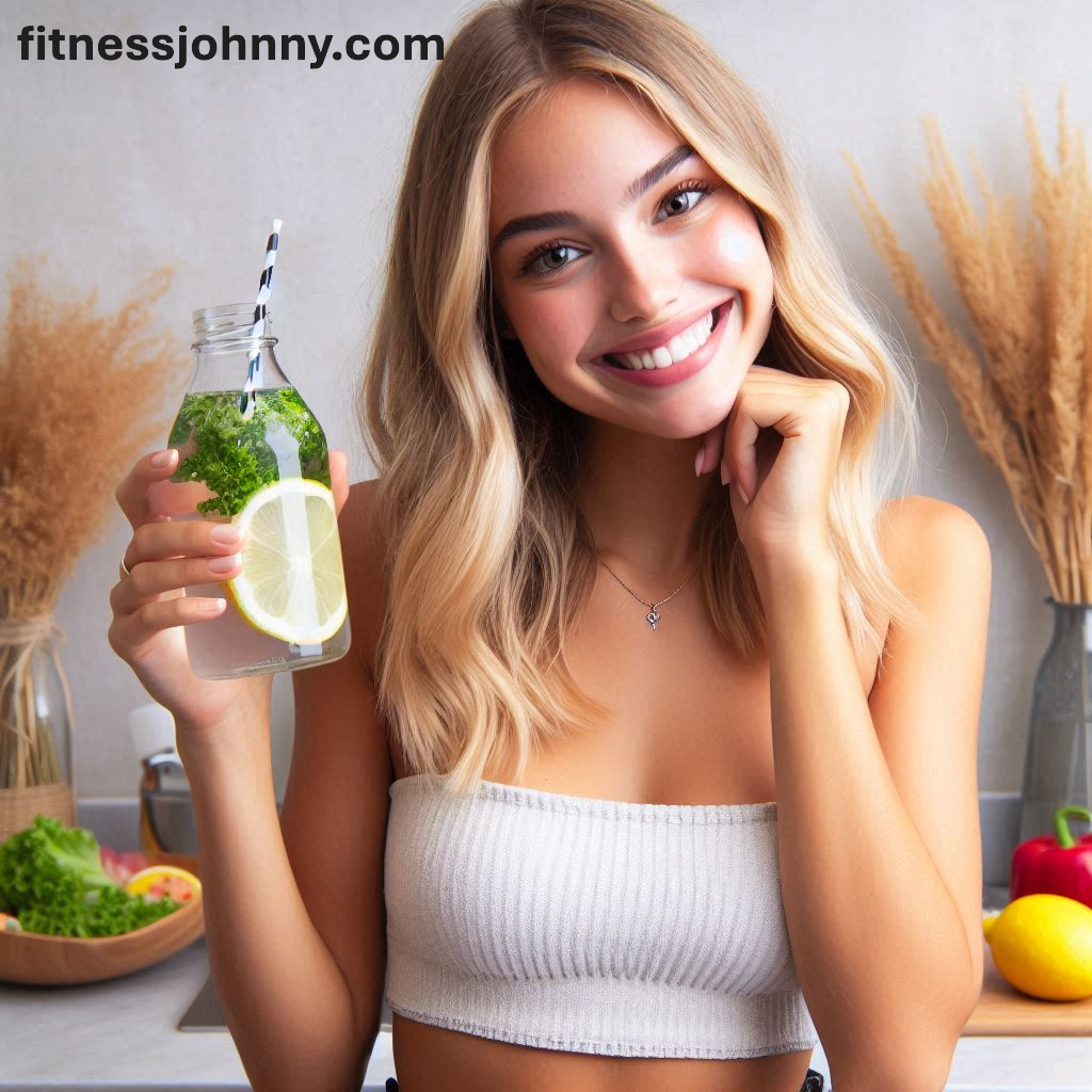 chica hermosa haciendo dieta detox