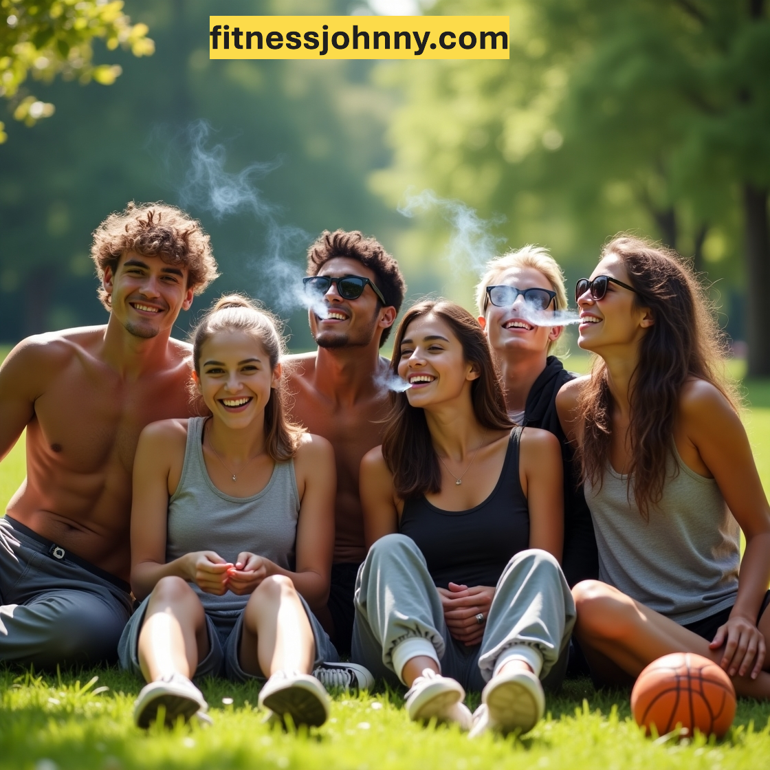 Jovenes fumando alegramente