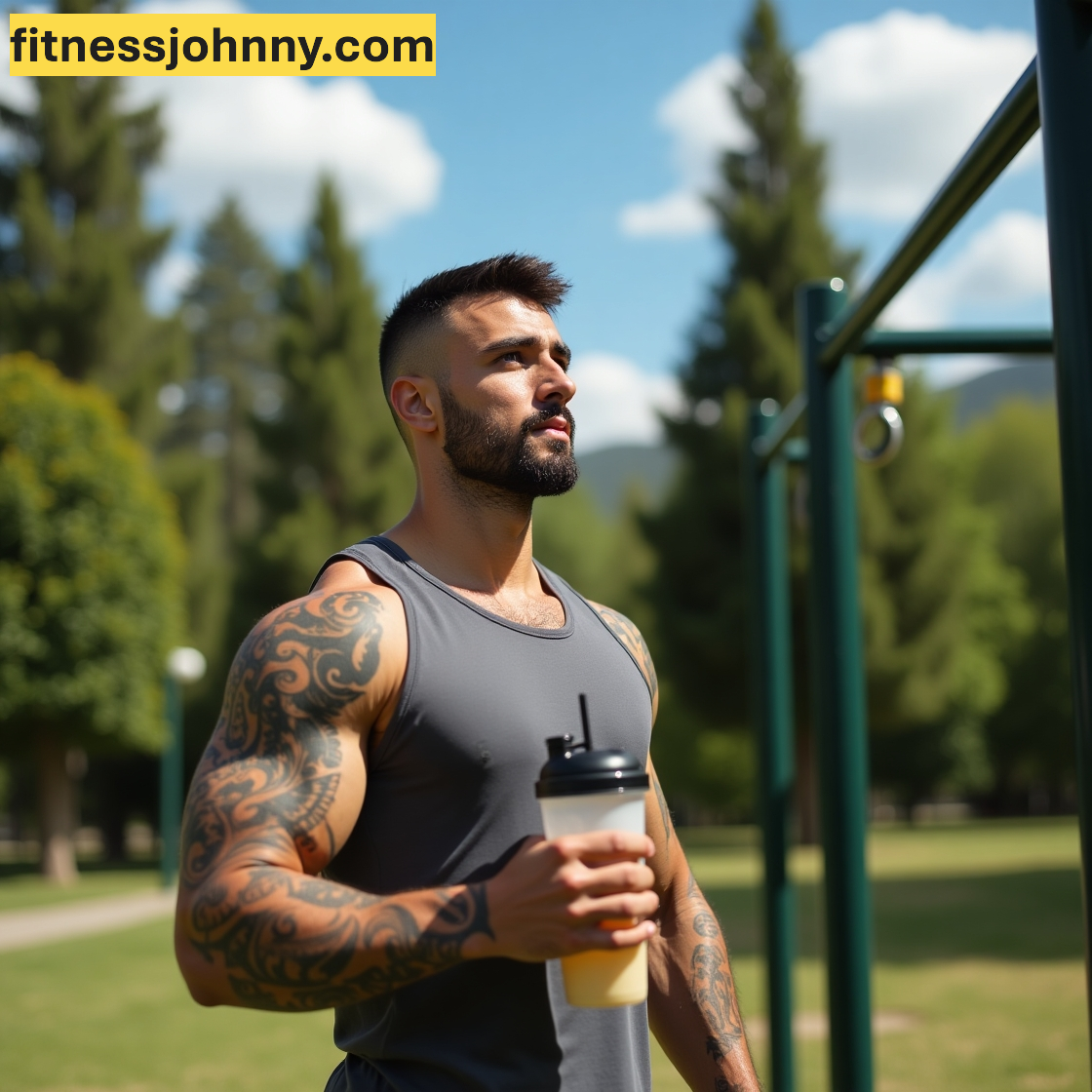 Joven atletico tomando su batido de proteina