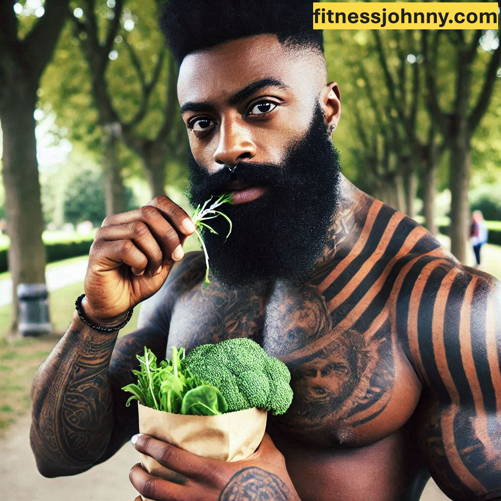 macho primitivo haciendo dieta vegatariana